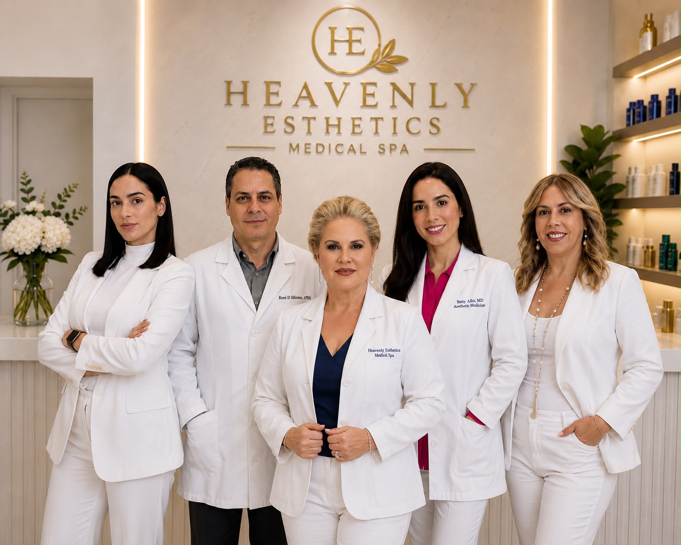 The Heavenly Esthetics team at the reception of their Miami medical spa